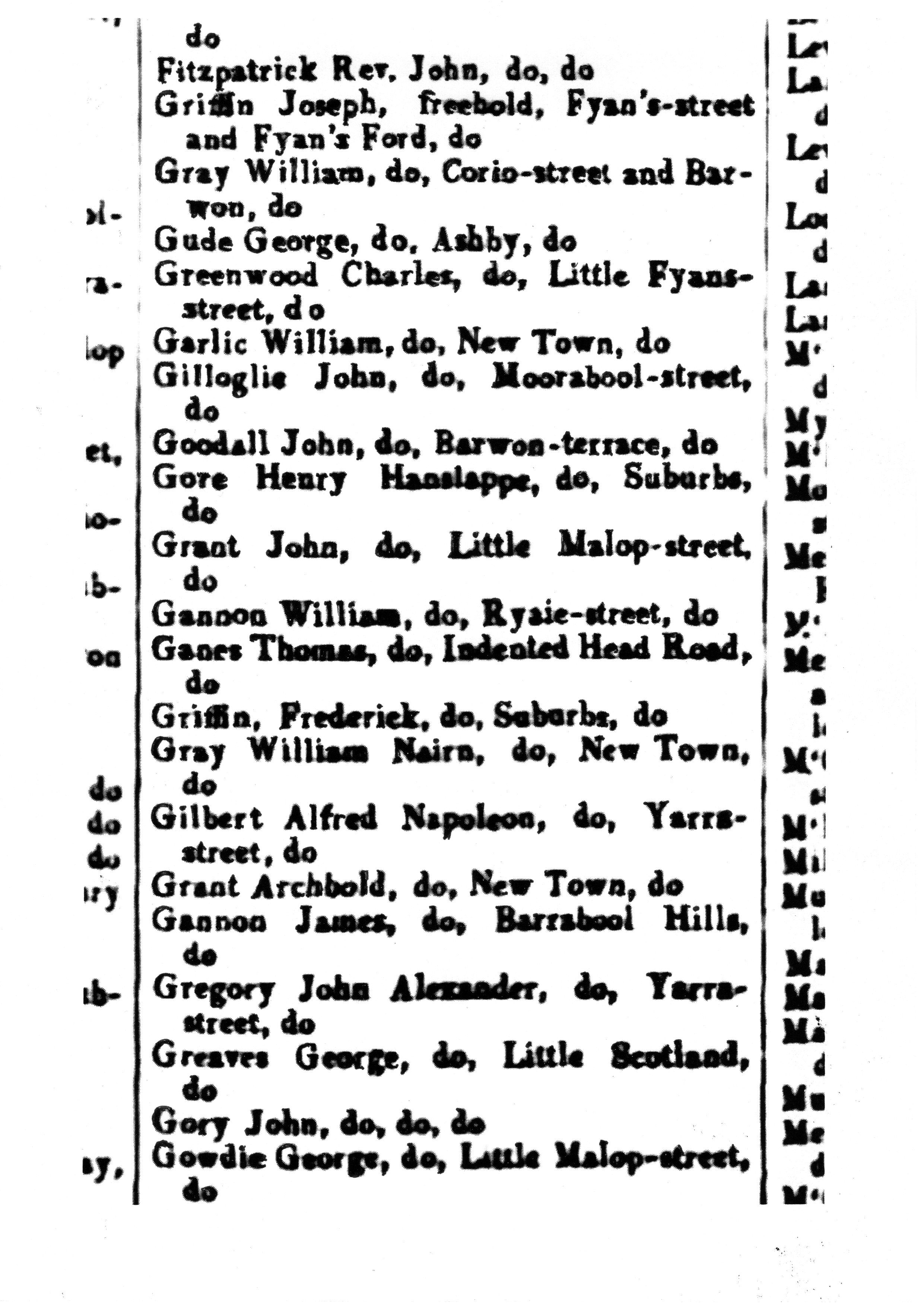 [1850 Electoral Roll of Geelong]